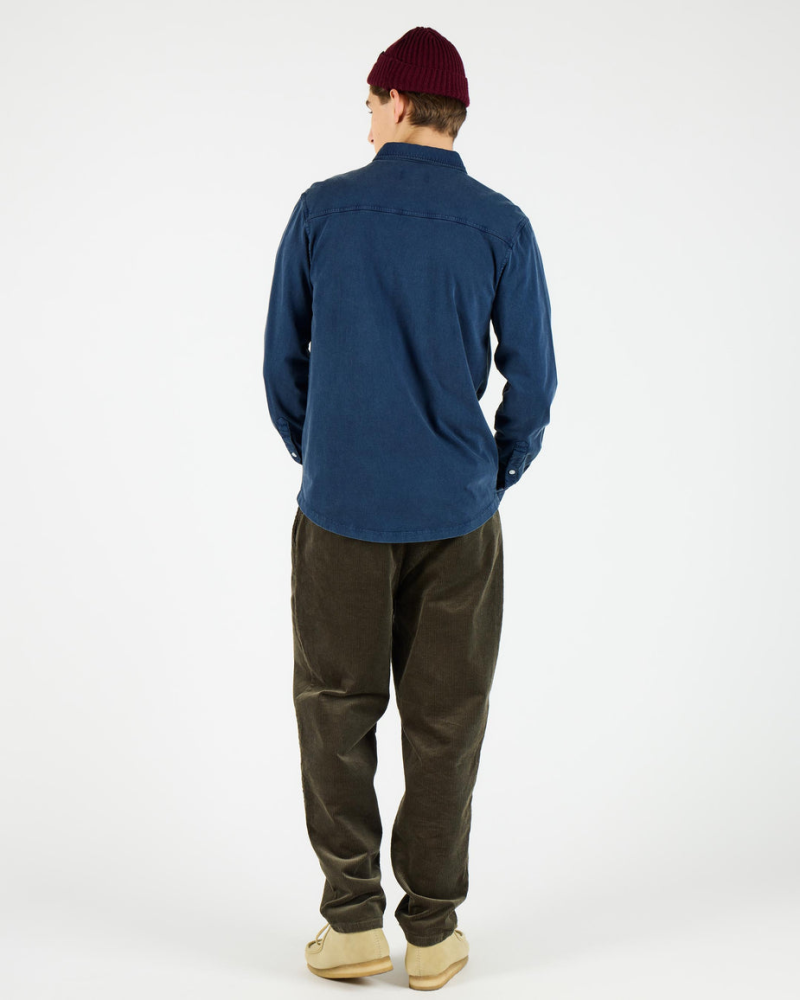 Wemoto Shaw Cotton Shirt Navy Blue