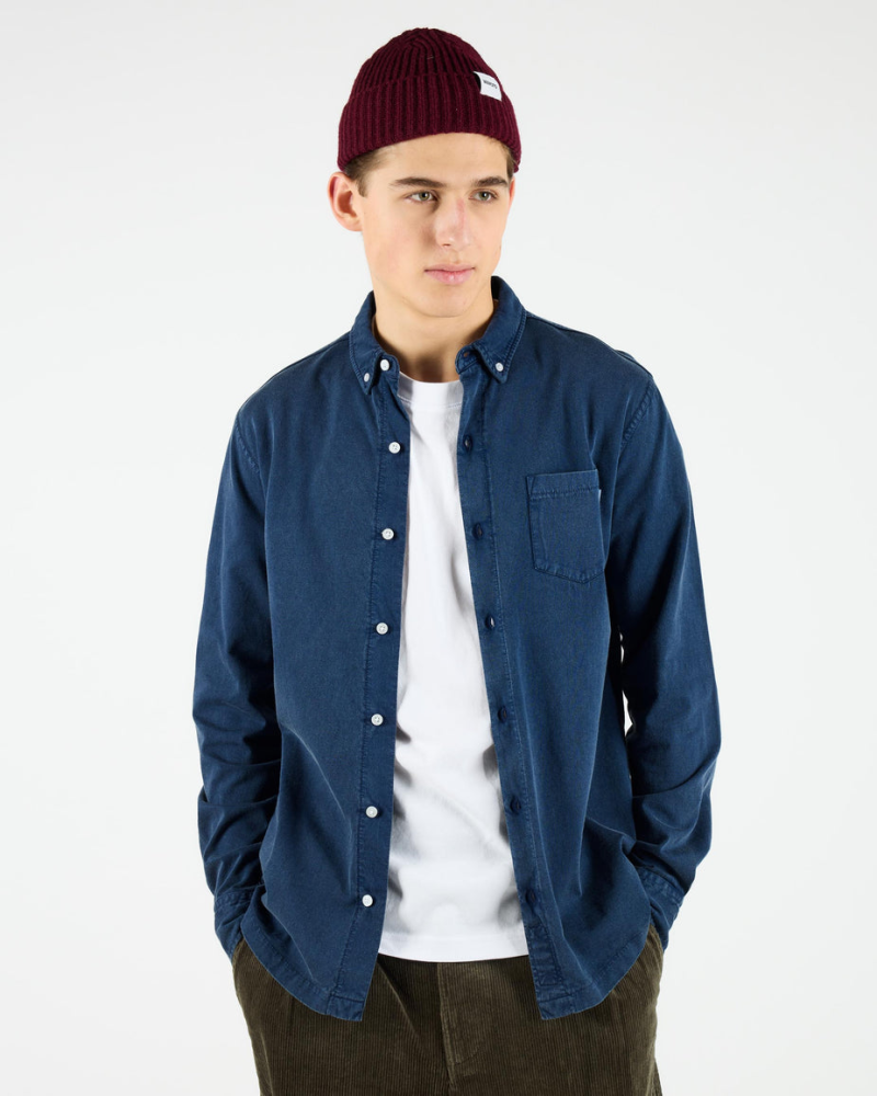 Wemoto Shaw Cotton Shirt Navy Blue