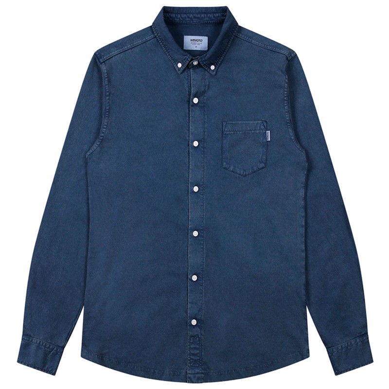 Wemoto Shaw Cotton Shirt Navy Blue