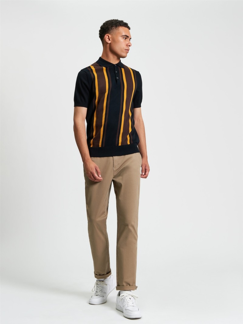 Ben Sherman Vertical Stripe Polo Black