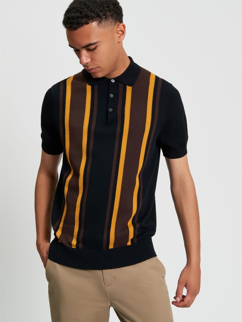 Ben Sherman Vertical Stripe Polo Black