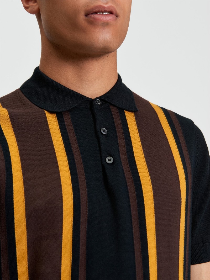 Ben Sherman Vertical Stripe Polo Black