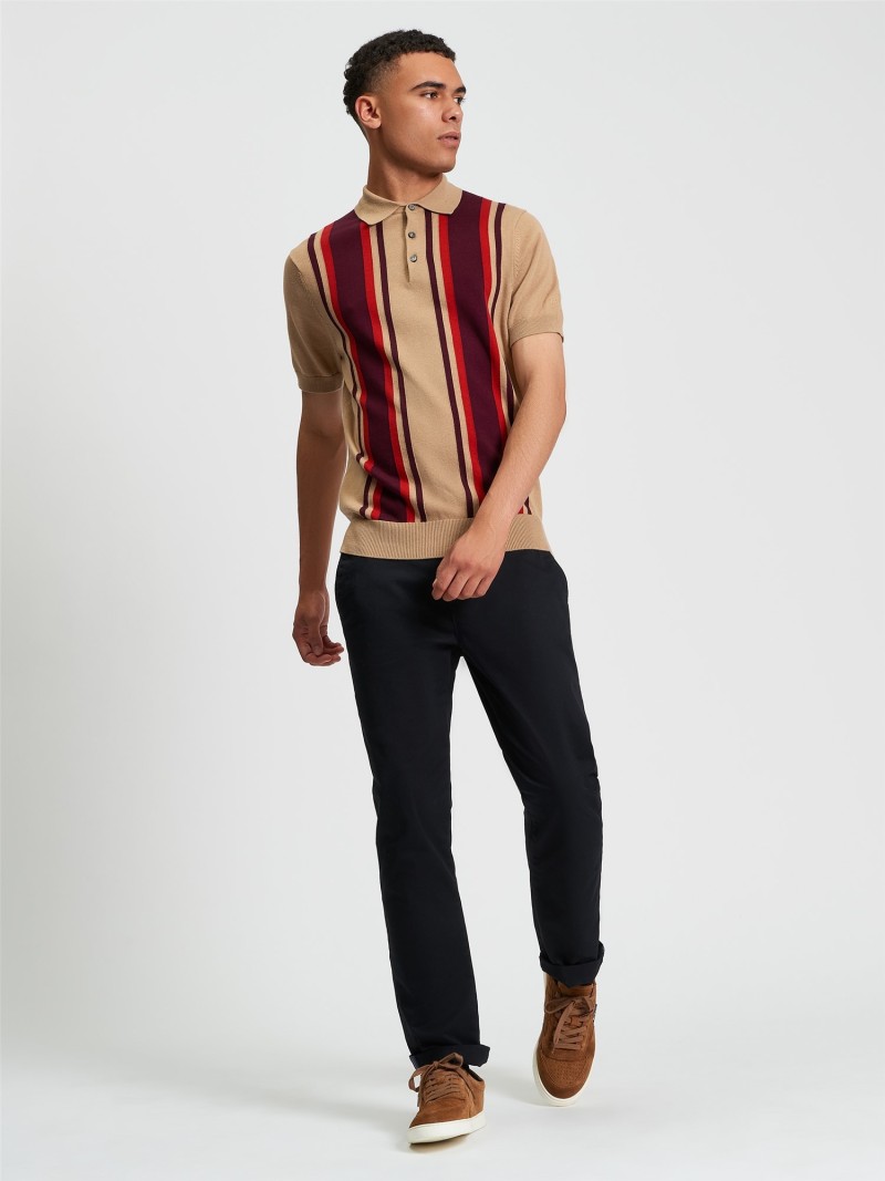 Ben Sherman Vertical Stripe Polo Sand