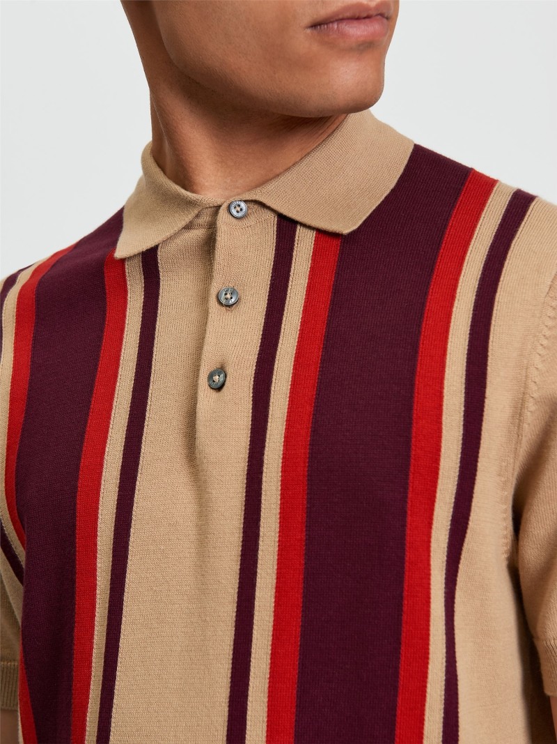 Ben Sherman Vertical Stripe Polo Sand