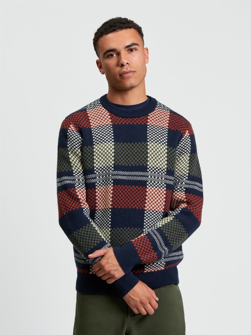 Ben Sherman Jacquard Check Crew...
