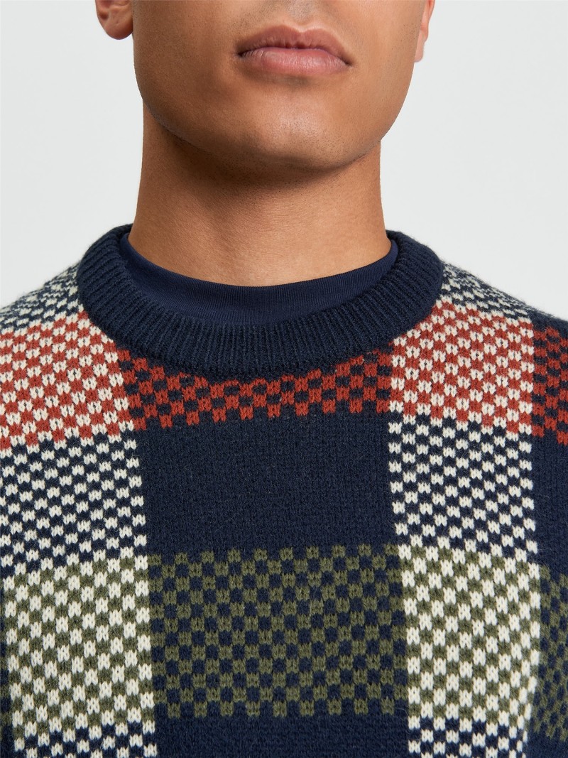 Ben Sherman Jacquard Check Crew...