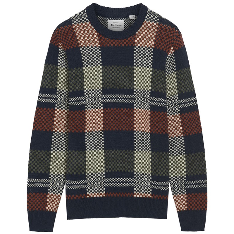 Ben Sherman Jacquard Check Crew...