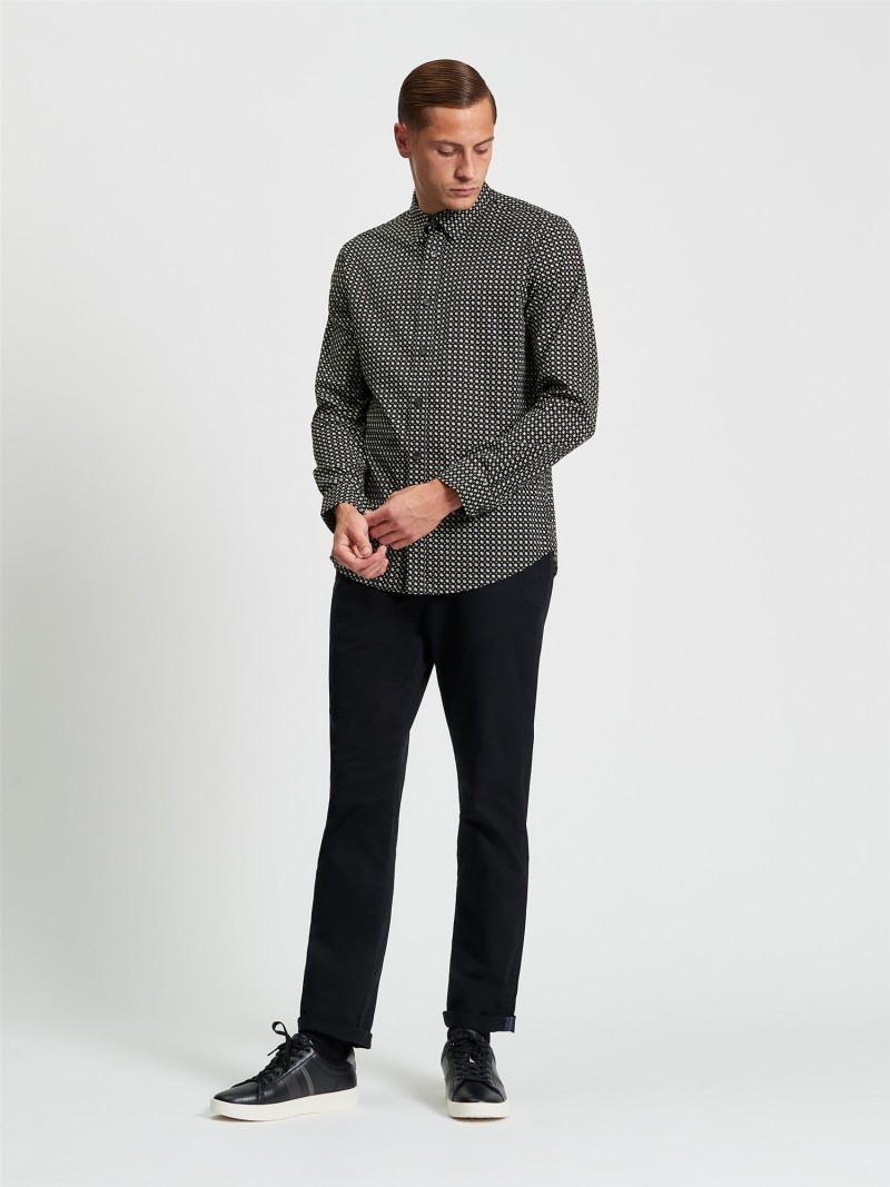Ben Sherman Mono Block Print Shirt Black