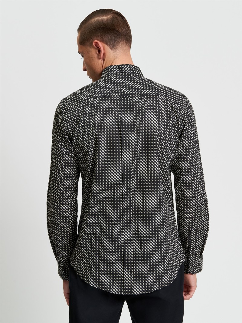 Ben Sherman Mono Block Print Shirt Black