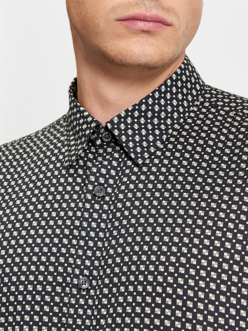 Ben Sherman Mono Block Print Shirt Black