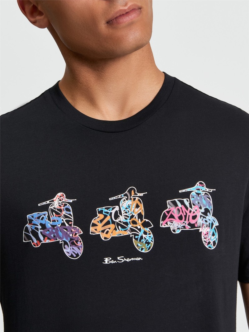 Ben Sherman Scooter Spray Tee Black