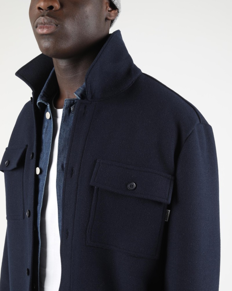 Wemoto Jean Fleece Overshirt Navy Blue