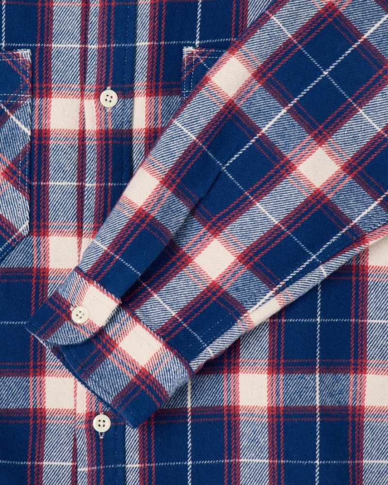 Edwin Work L/S Shirt Navy/Red