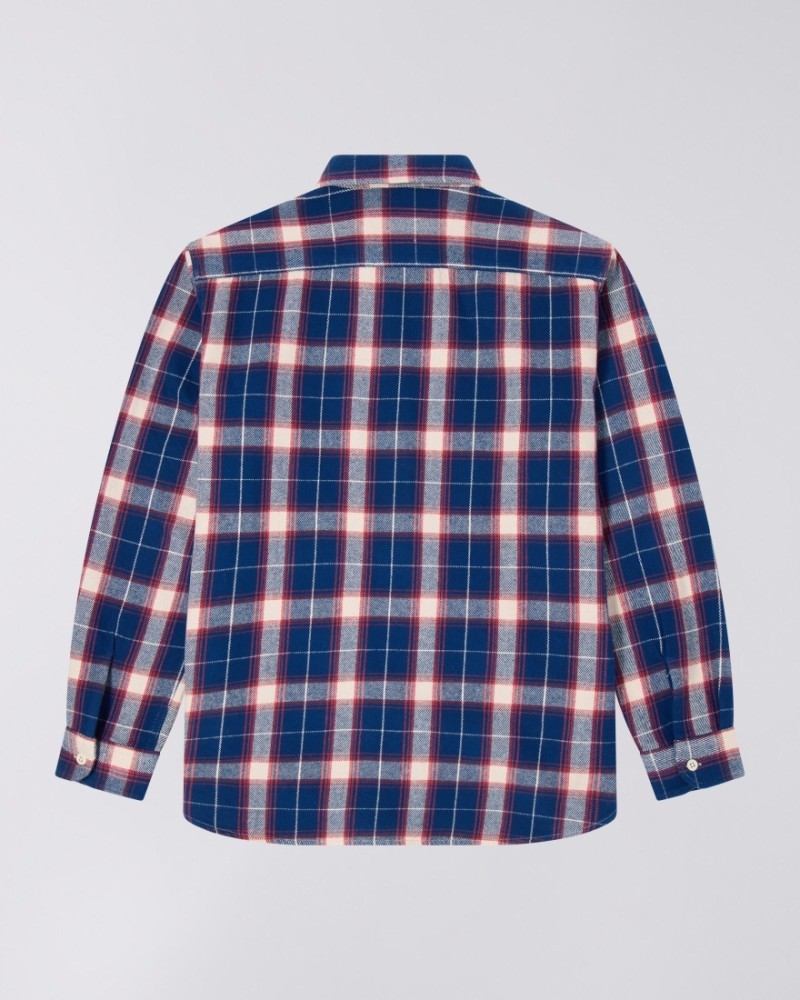 Edwin Work L/S Shirt Navy/Red