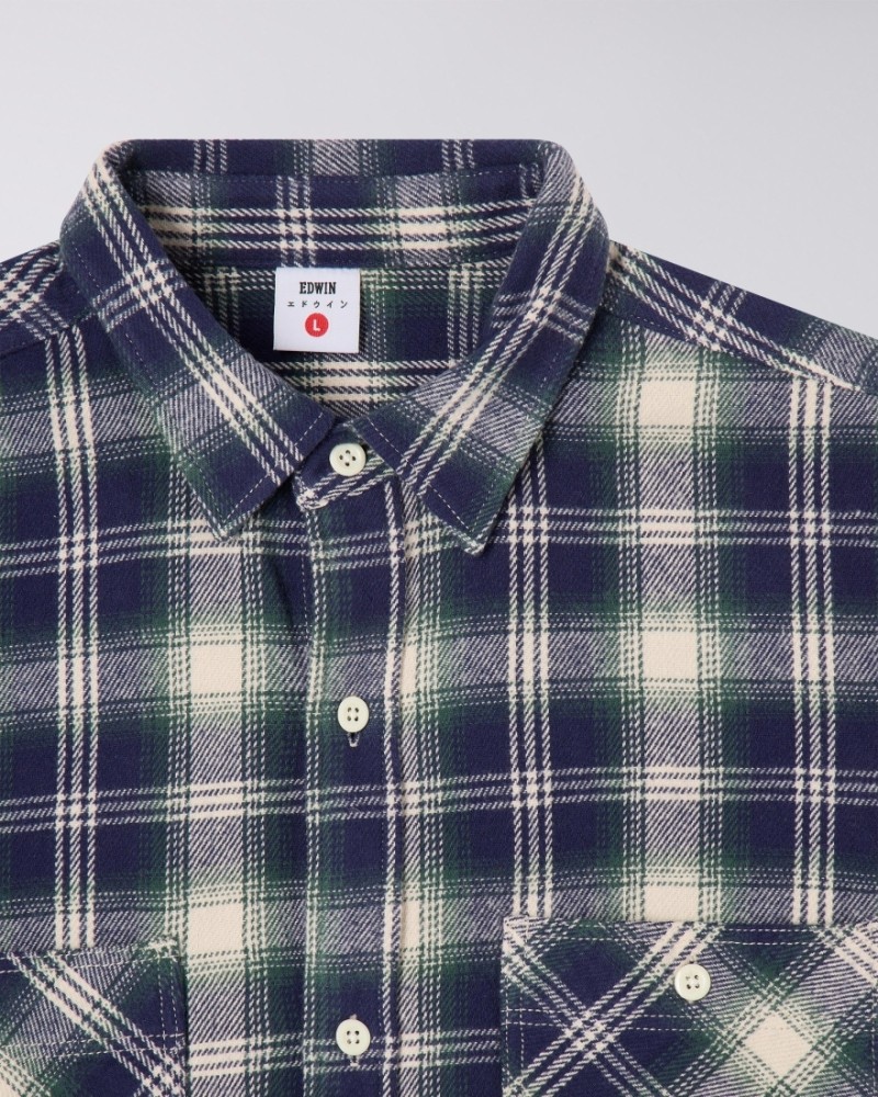 Edwin Work L/S Shirt Navy/Green