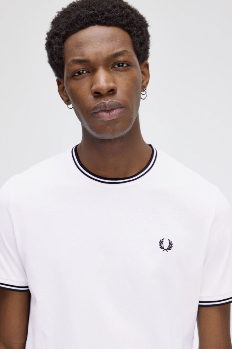 Fred Perry M1588 Twin Tipped Tee White