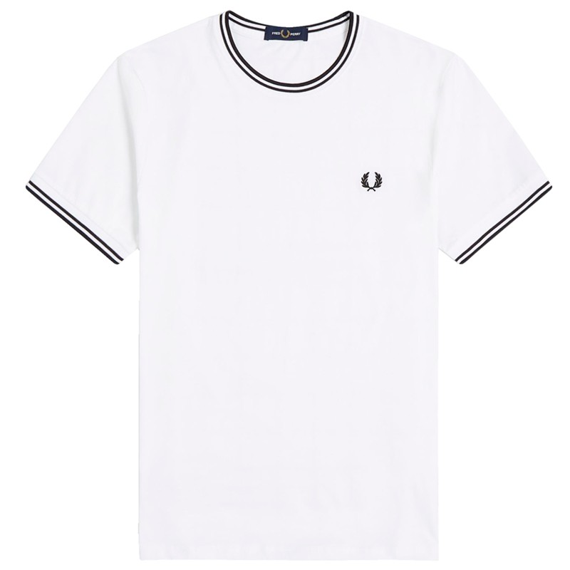 Fred Perry M1588 Twin Tipped Tee White