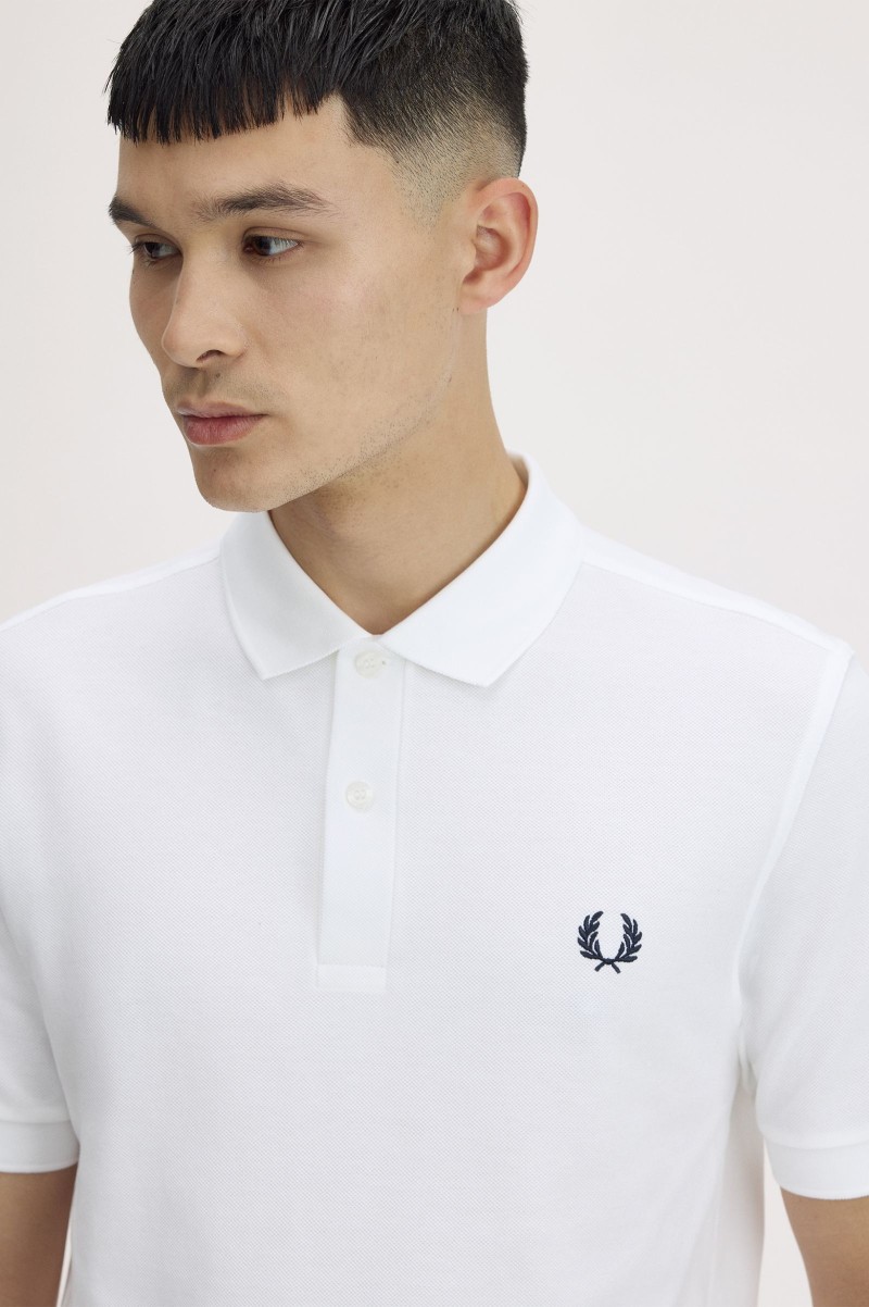 Fred Perry M6000 Plain Polo White/Navy