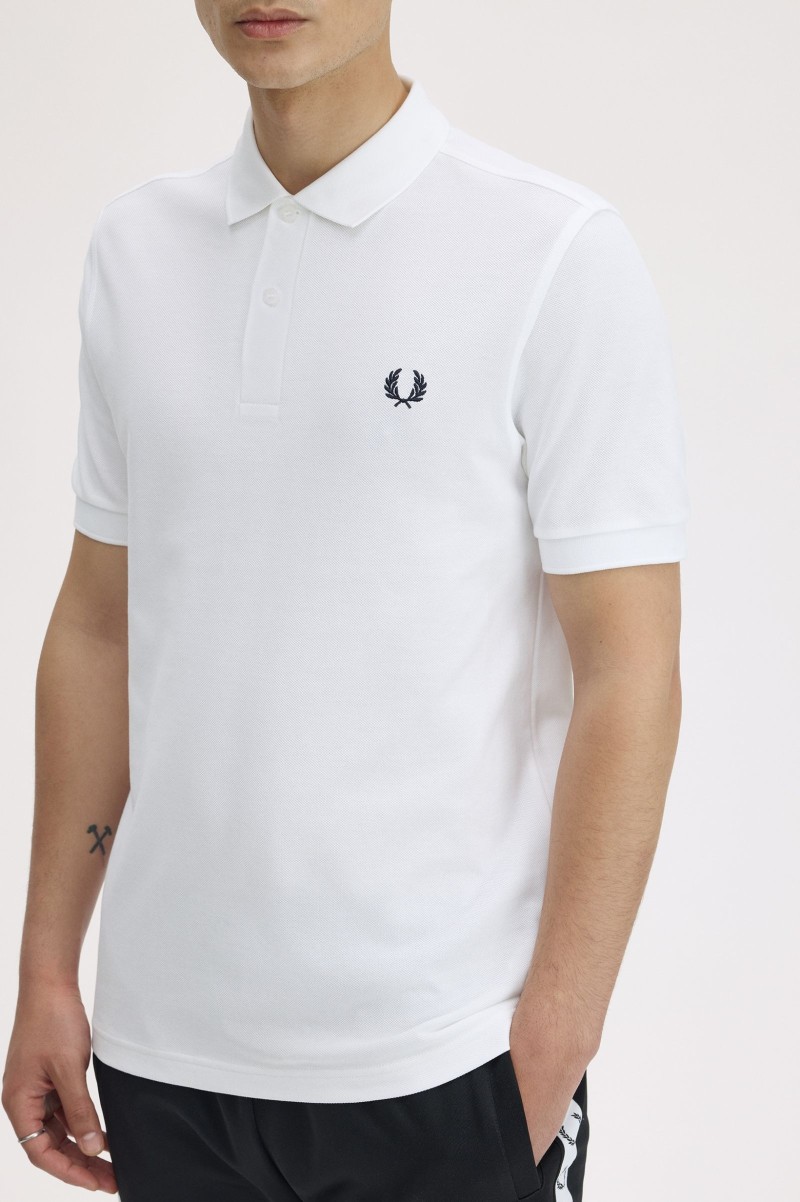 Fred Perry M6000 Plain Polo White/Navy