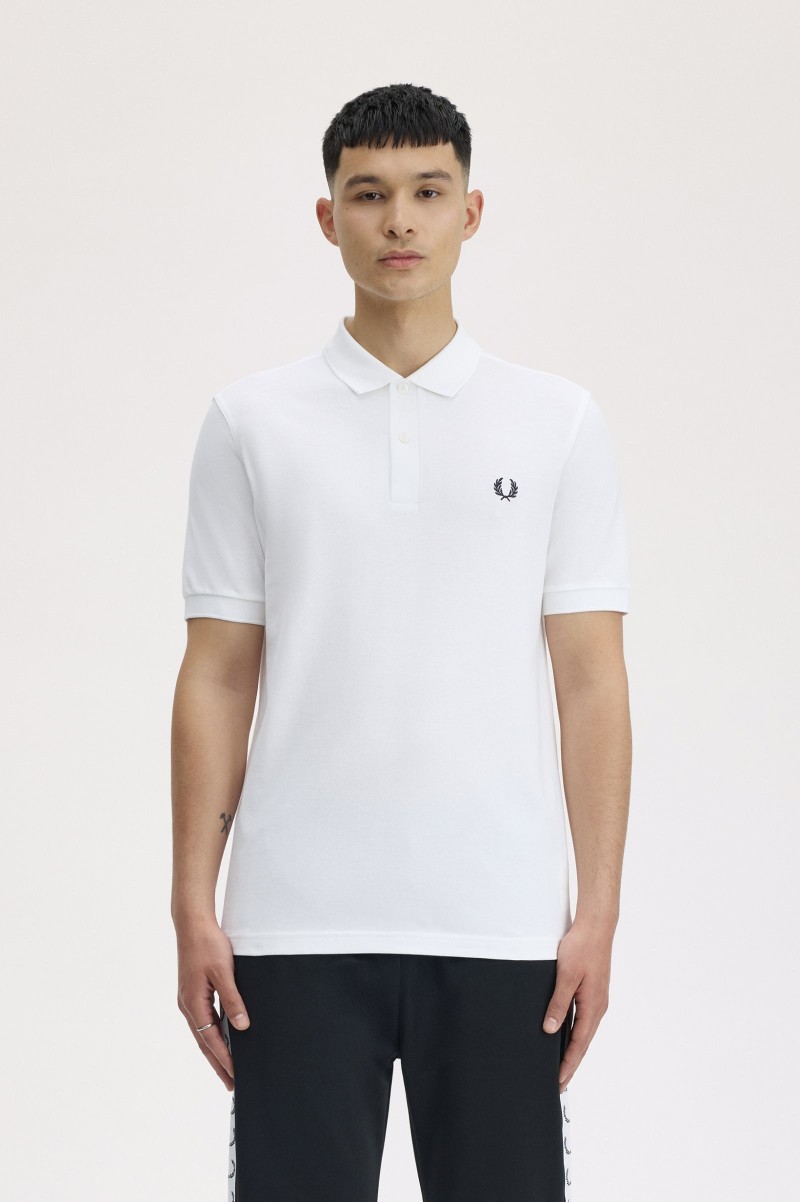 Fred Perry M6000 Plain Polo White/Navy