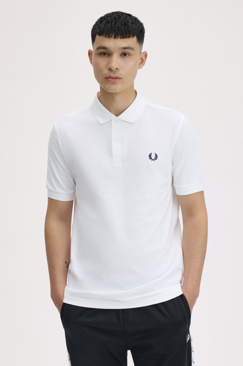 Fred Perry M6000 Plain Polo White/Navy