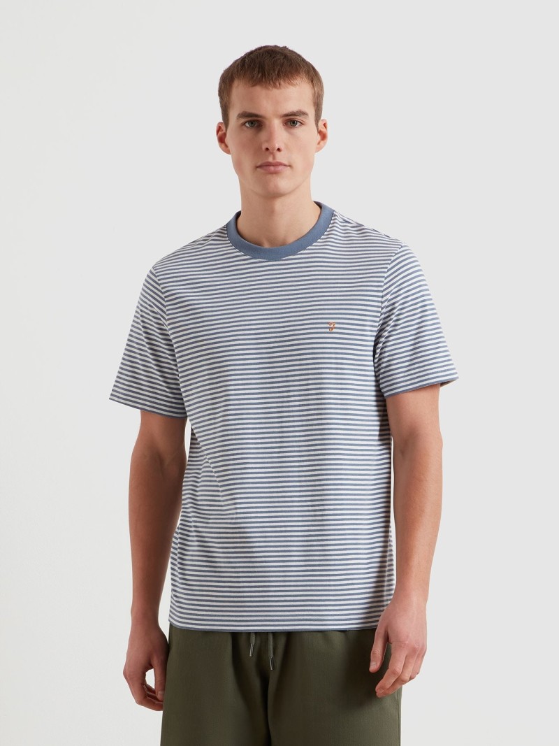 Farah Castle Stripe Tee Blue Tide