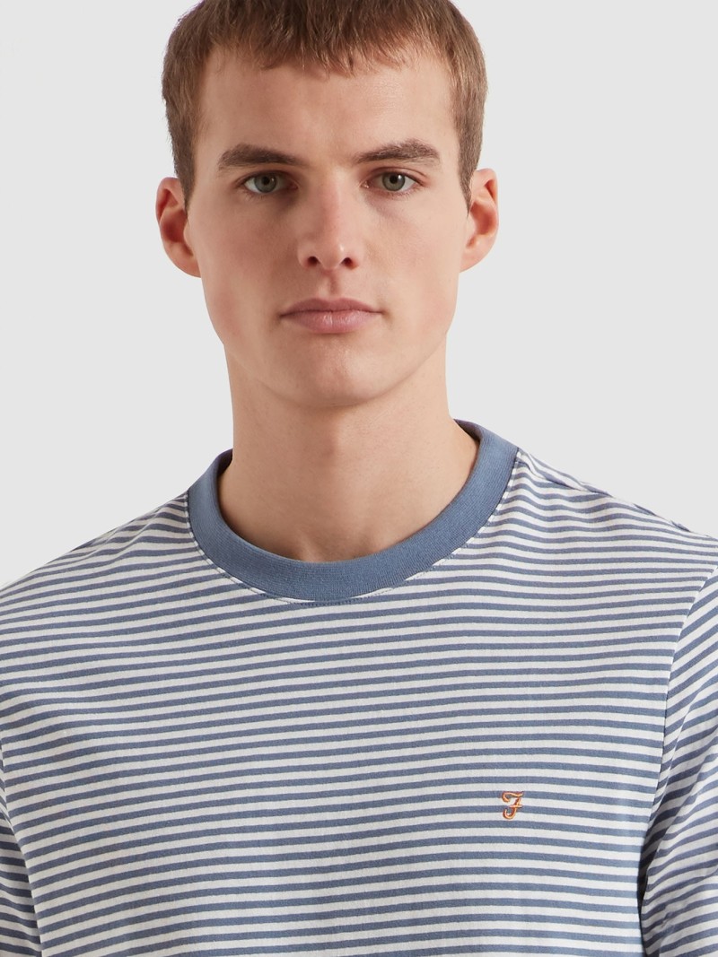 Farah Castle Stripe Tee Blue Tide