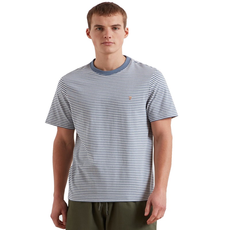 Farah Castle Stripe Tee Blue Tide