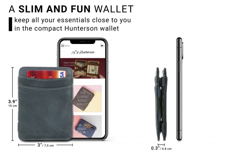Hunterson Magic RFID Leather Wallet Grey